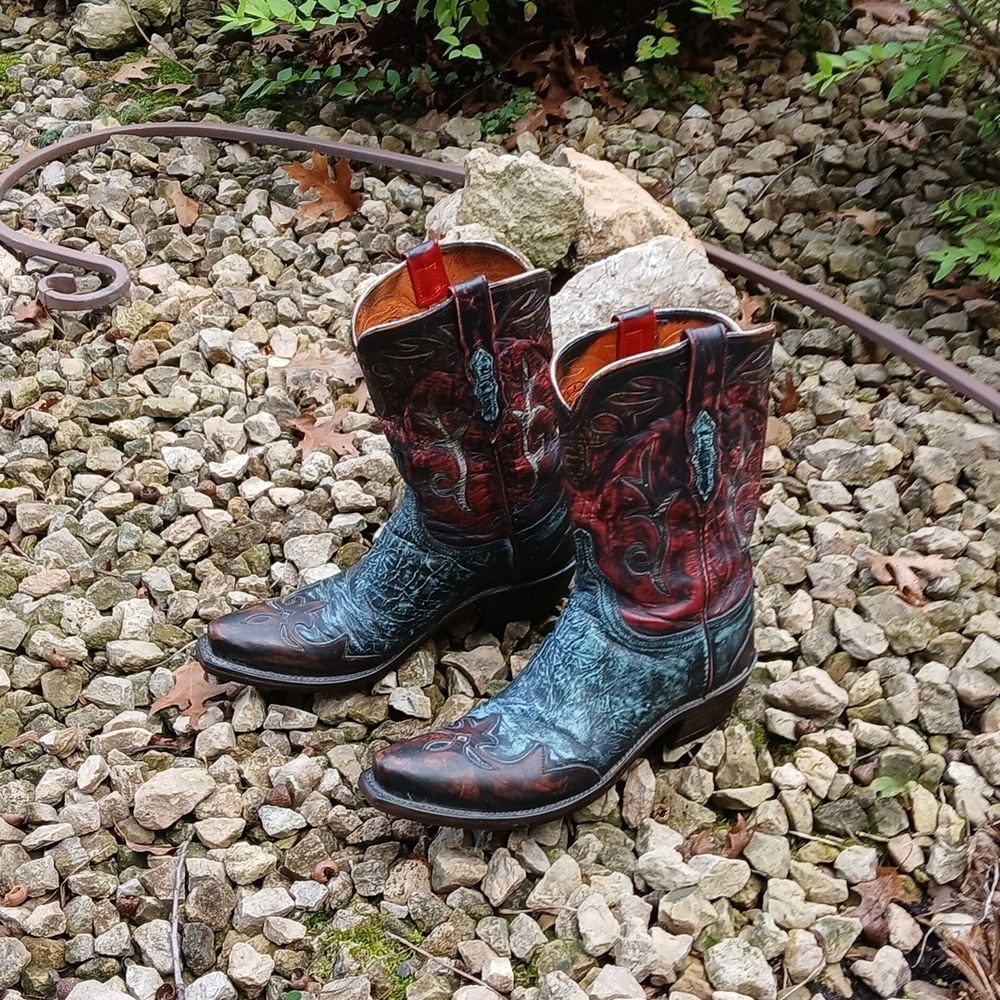 Lucchese Stonewashed Goat Cowgirl Boot Robins Egg N9320 sz 9 - Picture 13 of 16